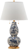 Safavieh - Set of 2 - Color Table Lamp Swirls Glass 28" Navy White Gold Cotton LIT4159A-SET2 683726717928