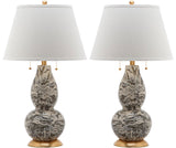 Safavieh - Set of 2 - Color Table Lamp Swirls Glass 28" Grey White Gold Cotton LIT4159C-SET2 683726717966