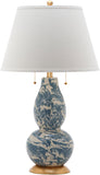 Safavieh - Set of 2 - Color Table Lamp Swirls Glass 28" Light Blue White Gold Cotton LIT4159D-SET2 683726717980