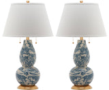 Safavieh - Set of 2 - Color Table Lamp Swirls Glass 28" Light Blue White Gold Cotton LIT4159D-SET2 683726717980