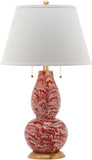 Safavieh - Set of 2 - Color Table Lamp Swirls Glass 28" Orange White Gold Cotton LIT4159F-SET2 683726718024