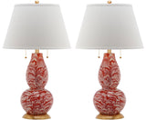 Safavieh - Set of 2 - Color Table Lamp Swirls Glass 28" Orange White Gold Cotton LIT4159F-SET2 683726718024