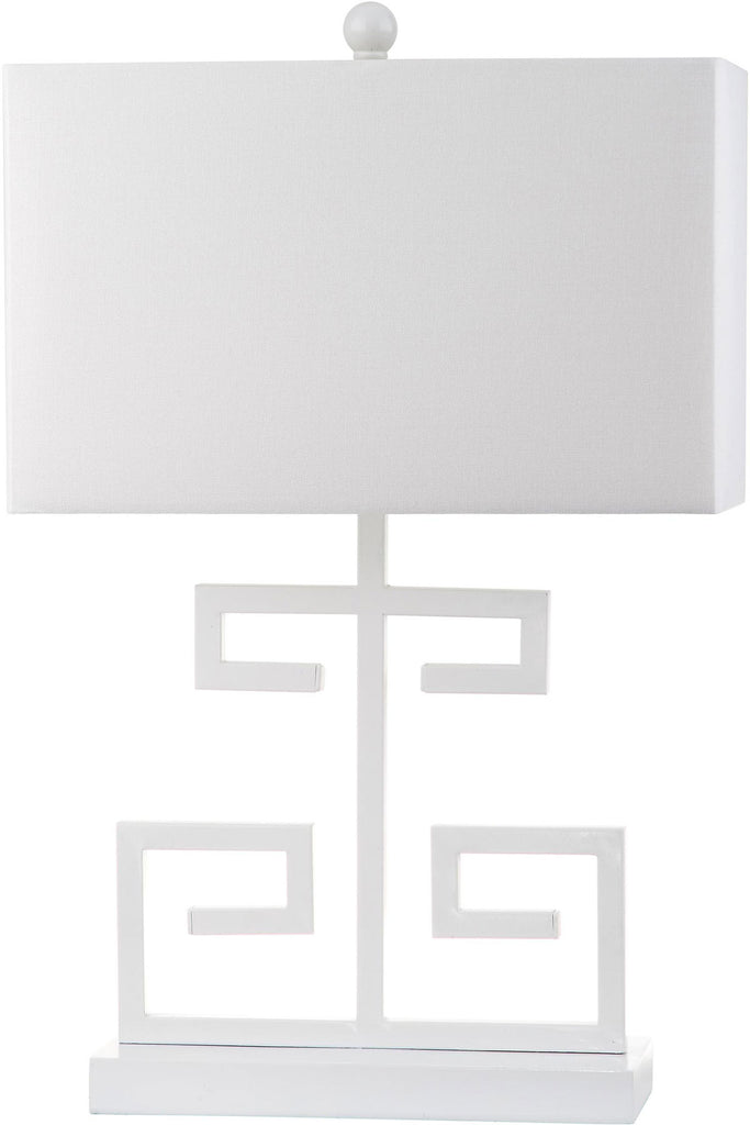 Safavieh - Set of 2 - Greek Key Table Lamp 25" White Silver Cotton Metal LIT4160A-SET2 683726718048