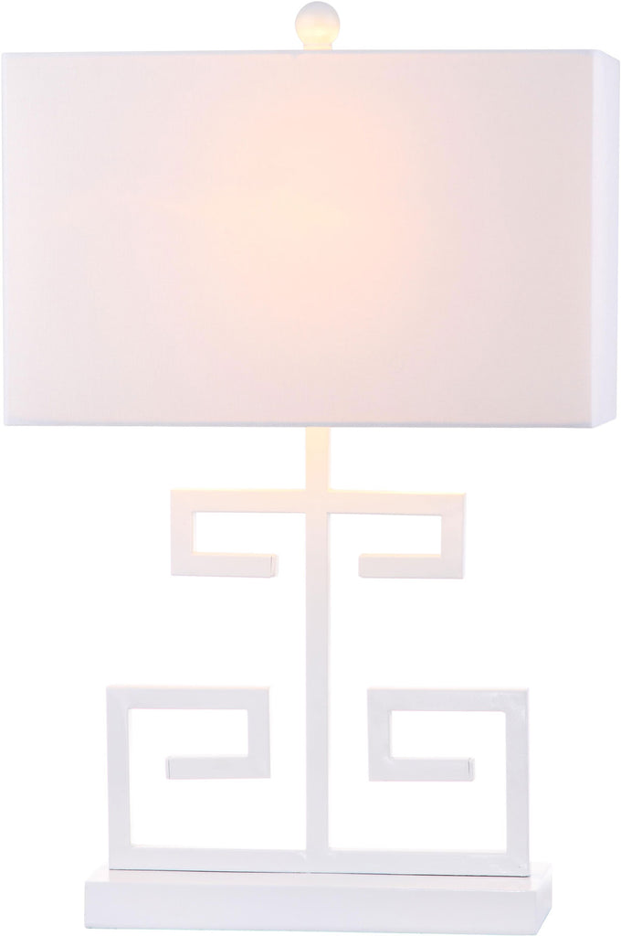 Safavieh - Set of 2 - Greek Key Table Lamp 25" White Silver Cotton Metal LIT4160A-SET2 683726718048