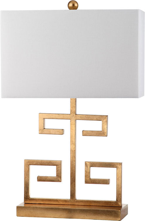 Safavieh - Set of 2 - Greek Key Table Lamp 25" Gold Off White Cotton Metal LIT4160C-SET2 683726718086