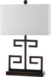Safavieh - Set of 2 - Greek Key Table Lamp 25" Black Off White Gold Cotton Metal LIT4160D-SET2 683726718109