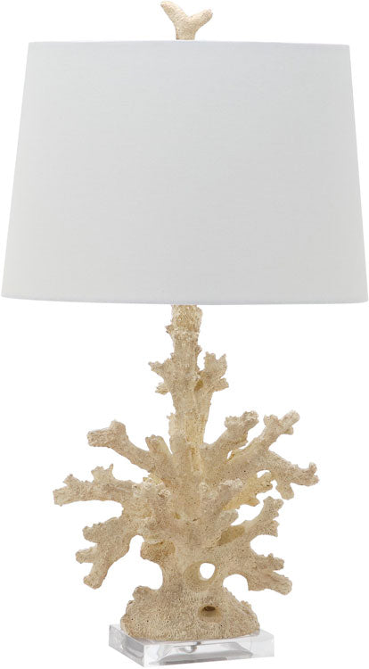 Safavieh - Set of 2 - Table Lamp Coral Branch 28.5" Cream Off White Silver Cotton Resin LIT4161A-SET2 683726718123