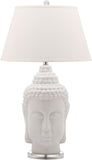 Safavieh - Set of 2 - Serenity Table Lamp Buddha 31" White Silver Clear Cotton Ceramic LIT4162A-SET2 683726684534