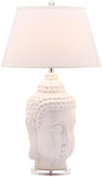 Safavieh - Set of 2 - Serenity Table Lamp Buddha 31" White Silver Clear Cotton Ceramic LIT4162A-SET2 683726684534