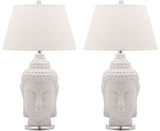 Safavieh - Set of 2 - Serenity Table Lamp Buddha 31" White Silver Clear Cotton Ceramic LIT4162A-SET2 683726684534