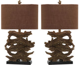 Safavieh - Set of 2 - Forester Table Lamp 26.75" Brown Gold Cotton Polyresin LIT4163A-SET2 683726718192