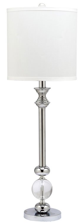 Safavieh - Set of 2 - Erica Lamp Crystal Candlestick 31" Clear White Chrome Silver Cotton Polyester Metal LIT4164A-SET2 683726718215