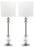 Safavieh - Set of 2 - Erica Lamp Crystal Candlestick 31" Clear White Chrome Silver Cotton Polyester Metal LIT4164A-SET2 683726718215