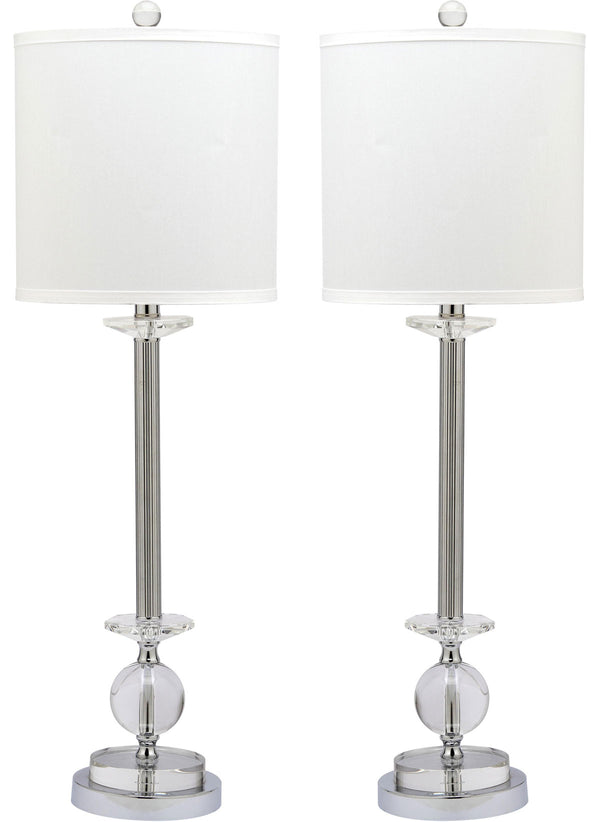 Safavieh - Set of 2 - Marla Lamp Crystal Candlestick 31" Clear White Chrome Silver Cotton Polyester Metal LIT4165A-SET2 683726718239