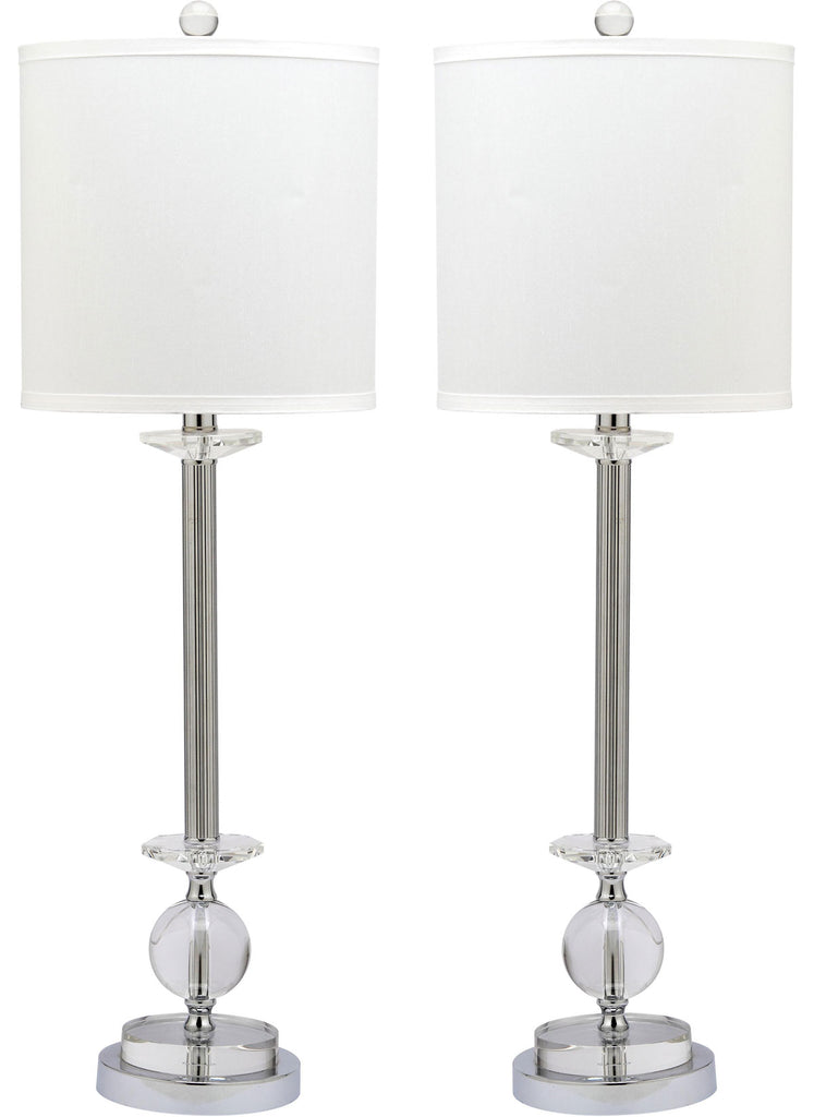 Safavieh - Set of 2 - Marla Lamp Crystal Candlestick 31" Clear White Chrome Silver Cotton Polyester Metal LIT4165A-SET2 683726718239