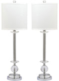 Safavieh - Set of 2 - Marla Lamp Crystal Candlestick 31" Clear White Chrome Silver Cotton Polyester Metal LIT4165A-SET2 683726718239
