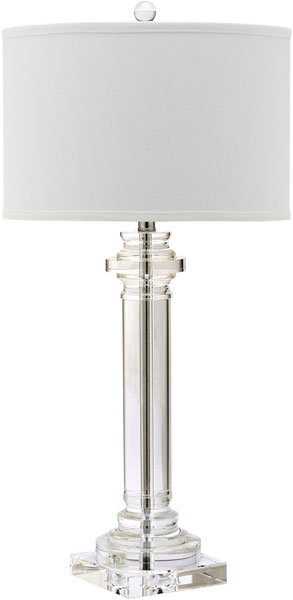 Safavieh Nina Lamp Crystal Column 30" Clear Off White Chrome Silver Cotton LIT4166A 683726718246