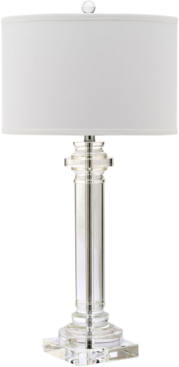 Safavieh Nina Lamp Crystal Column 30" Clear Off White Chrome Silver Cotton LIT4166A 683726718246