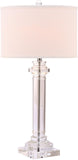 Safavieh Nina Lamp Crystal Column 30" Clear Off White Chrome Silver Cotton LIT4166A 683726718246