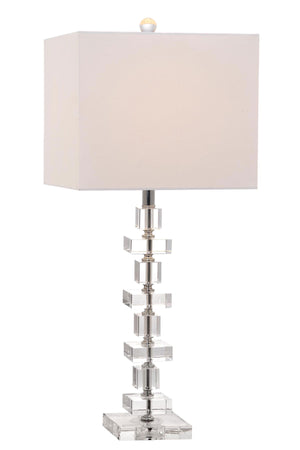 Safavieh - Set of 2 - Table Lamp Deco Crystal 28.5" Clear Off White Chrome Silver Cotton LIT4169A-SET2 683726718291
