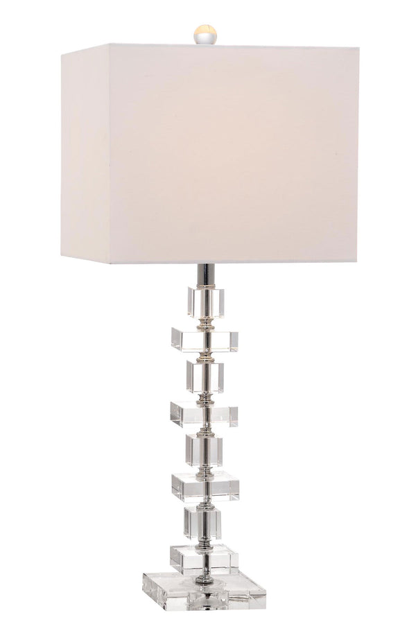 Safavieh - Set of 2 - Table Lamp Deco Crystal 28.5" Clear Off White Chrome Silver Cotton LIT4169A-SET2 683726718291