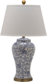 Safavieh - Set of 2 - Spring Blossom Table Lamp 29" Blue White Gold Cotton Ceramic LIT4170B-SET2 683726993780