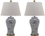 Safavieh - Set of 2 - Spring Blossom Table Lamp 29" Blue White Gold Cotton Ceramic LIT4170B-SET2 683726993780