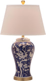 Safavieh - Set of 2 - Spring Blossom Table Lamp 29" Navy White Gold Cotton Ceramic LIT4170C-SET2 683726993988