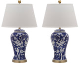 Safavieh - Set of 2 - Spring Blossom Table Lamp 29" Navy White Gold Cotton Ceramic LIT4170C-SET2 683726993988