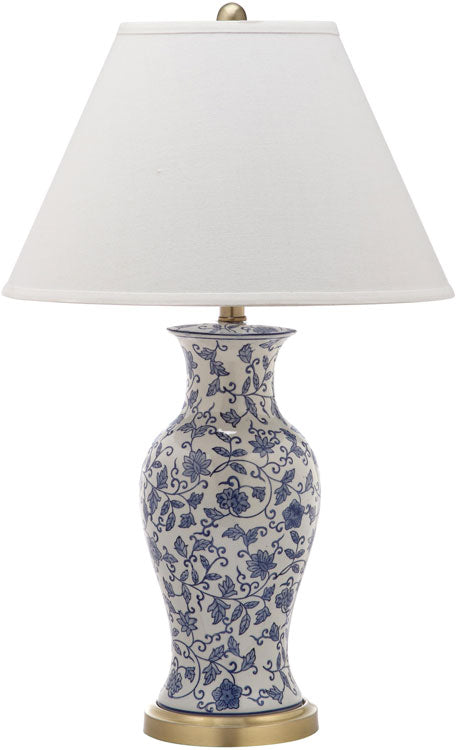 Safavieh - Set of 2 - Beijing Lamp Floral Urn 29" Blue White Gold Cotton Ceramic LIT4172A-SET2 683726718420
