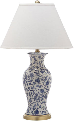 Safavieh - Set of 2 - Beijing Lamp Floral Urn 29" Blue White Gold Cotton Ceramic LIT4172A-SET2 683726718420