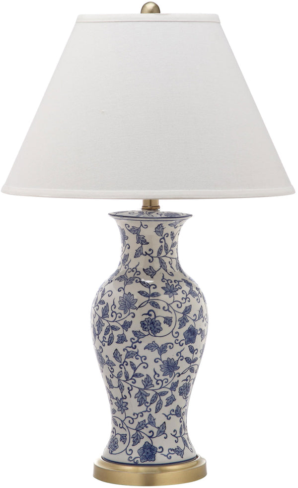 Safavieh - Set of 2 - Beijing Lamp Floral Urn 29" Blue White Gold Cotton Ceramic LIT4172A-SET2 683726718420