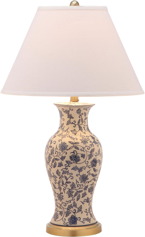Safavieh - Set of 2 - Beijing Lamp Floral Urn 29" Blue White Gold Cotton Ceramic LIT4172A-SET2 683726718420
