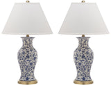Safavieh - Set of 2 - Beijing Lamp Floral Urn 29" Blue White Gold Cotton Ceramic LIT4172A-SET2 683726718420