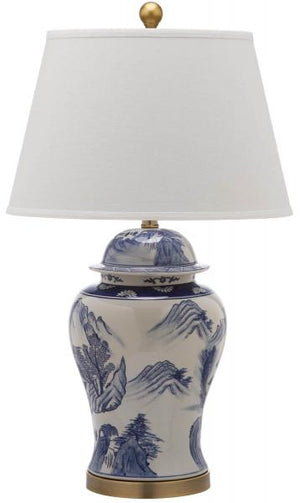 Safavieh - Set of 2 - Shanghai Lamp Ginger Jar 29.5" Blue White Gold Cotton Ceramic LIT4173A-SET2 683726083627