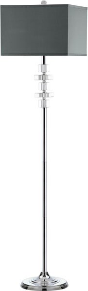 Safavieh Times Floor Lamp Square 60.5" Clear Chrome Grey Silver Cotton Crystal Metal LIT4174A 683726338192