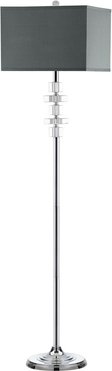 Safavieh Times Floor Lamp Square 60.5" Clear Chrome Grey Silver Cotton Crystal Metal LIT4174A 683726338192