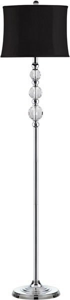 Safavieh Venezia Floor Lamp 61" Clear Chrome Black Silver Cotton Polyester Crystal Metal LIT4175A 683726338208