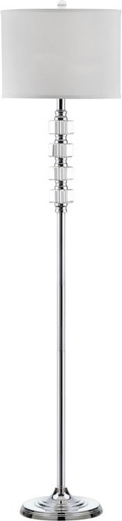 Safavieh Lombard Street Floor Lamp 60" Clear Chrome Off White Silver Cotton Crystal Metal LIT4178A 683726338246