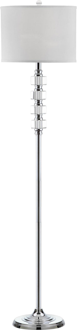 Safavieh Lombard Street Floor Lamp 60" Clear Chrome Off White Silver Cotton Crystal Metal LIT4178A 683726338246
