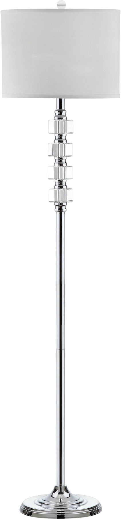 Safavieh Lombard Street Floor Lamp 60" Clear Chrome Off White Silver Cotton Crystal Metal LIT4178A 683726338246