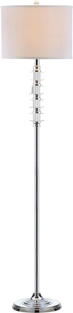 Safavieh Lombard Street Floor Lamp 60" Clear Chrome Off White Silver Cotton Crystal Metal LIT4178A 683726338246