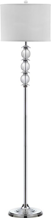 Safavieh Riga Floor Lamp 60" Clear Chrome Off White Silver Cotton Crystal Metal LIT4179A 683726338284