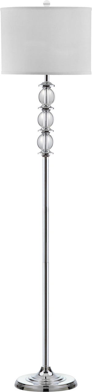 Safavieh Riga Floor Lamp 60" Clear Chrome Off White Silver Cotton Crystal Metal LIT4179A 683726338284