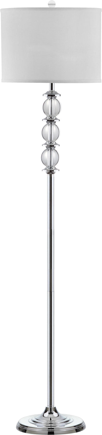 Safavieh Riga Floor Lamp 60" Clear Chrome Off White Silver Cotton Crystal Metal LIT4179A 683726338284