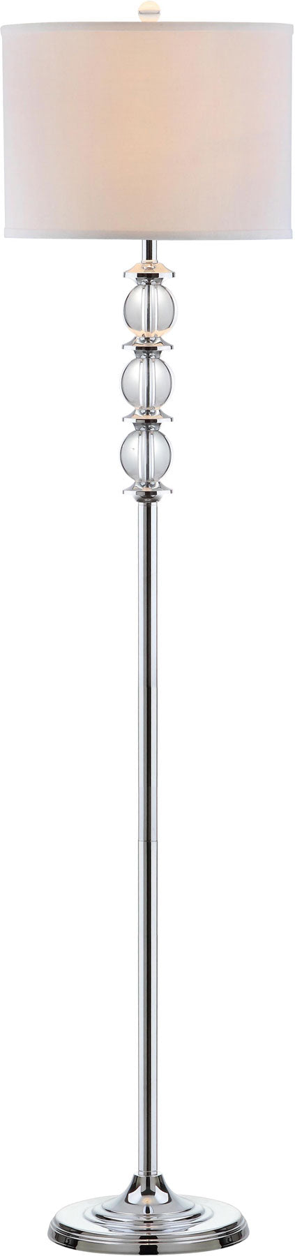 Safavieh Riga Floor Lamp 60" Clear Chrome Off White Silver Cotton Crystal Metal LIT4179A 683726338284