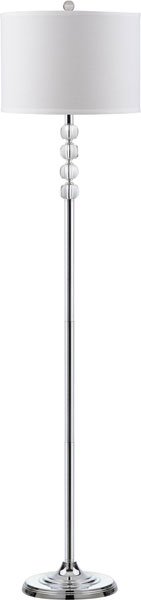 Safavieh Vendome Floor Lamp 60" Clear Chrome Off White Silver Cotton Crystal Metal LIT4180A 683726338291