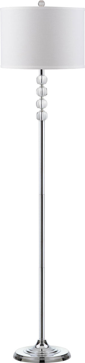 Safavieh Vendome Floor Lamp 60" Clear Chrome Off White Silver Cotton Crystal Metal LIT4180A 683726338291