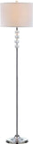 Safavieh Vendome Floor Lamp 60" Clear Chrome Off White Silver Cotton Crystal Metal LIT4180A 683726338291