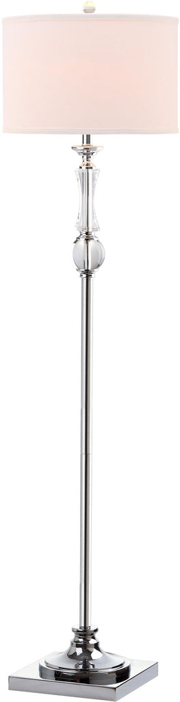 Safavieh Canterbury Floor Lamp 60" Clear Chrome Off White Silver Cotton Crystal Metal LIT4182A 683726338314